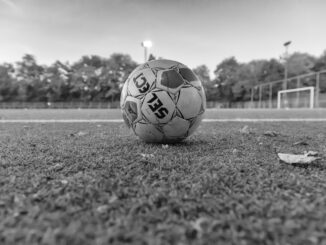 A football in grayscale