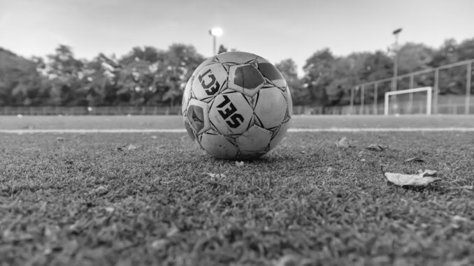 A football in grayscale